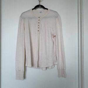 Women's Cream Button Down Henley Shirt size 2X